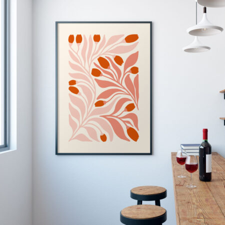 Πόστερ ABSTRACT PINK AND RED FLOWERS - Botanical - Λουλούδια