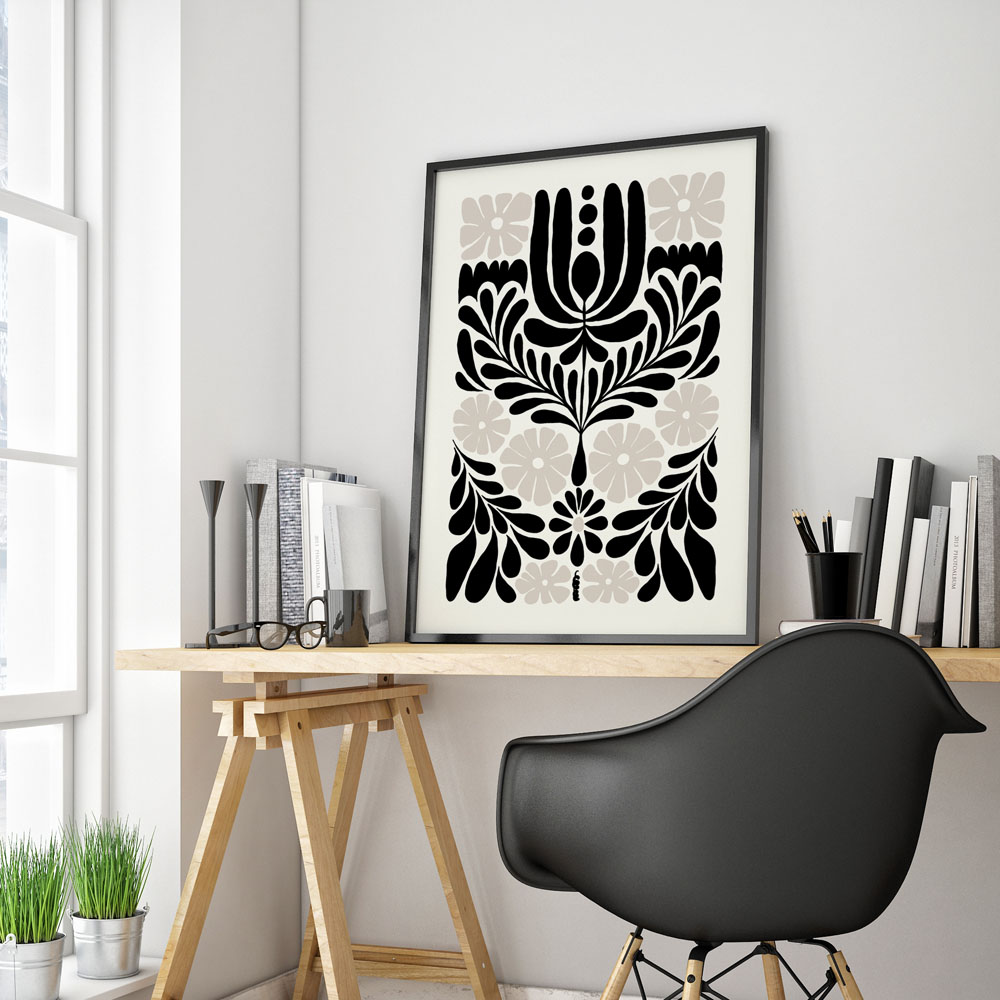 Πόστερ BLACK AND WHITE FLORAL 10