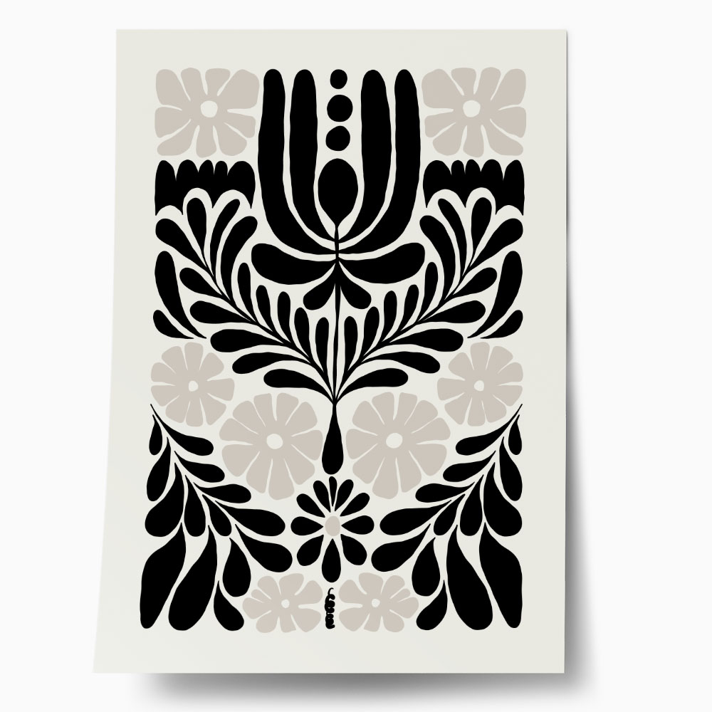 Πόστερ BLACK AND WHITE FLORAL 10
