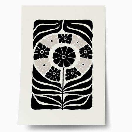 Πόστερ BLACK AND WHITE FLORAL 11 - Abstract - Αφηρημένα Sticky 1