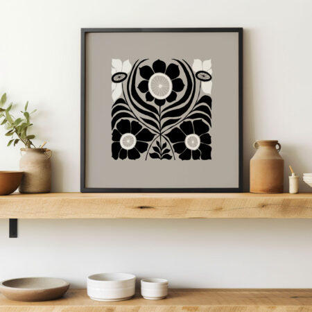 Πόστερ BLACK AND WHITE FLORAL 16 - Abstract - Αφηρημένα