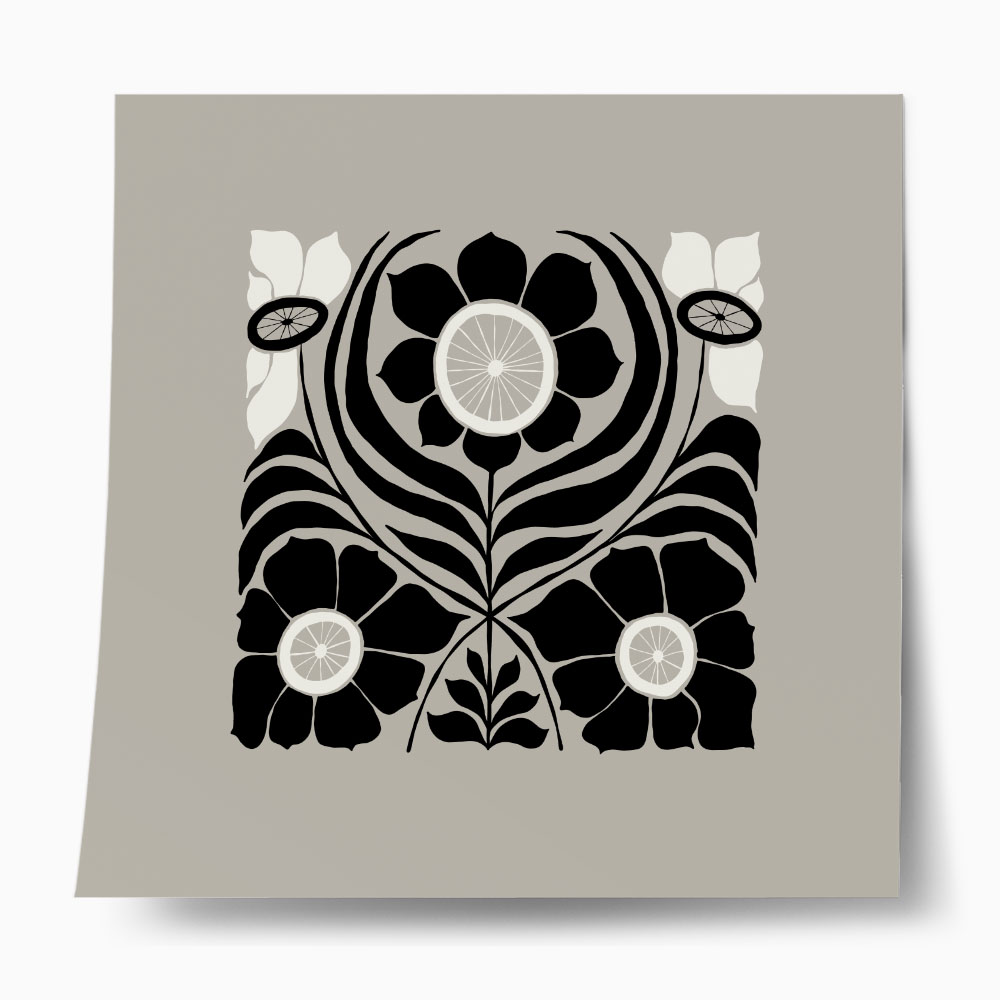 Πόστερ BLACK AND WHITE FLORAL 16