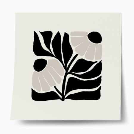 Πόστερ BLACK AND WHITE FLORAL 17 - Abstract - Αφηρημένα Sticky 1