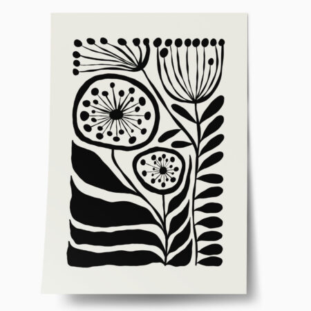 Πόστερ BLACK AND WHITE FLORAL 3 - Botanical - Λουλούδια Sticky 1