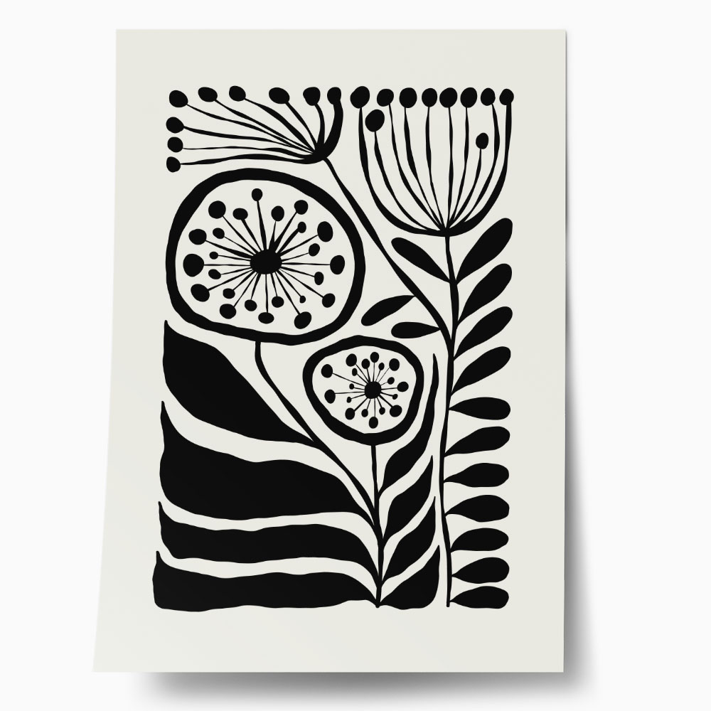 Πόστερ BLACK AND WHITE FLORAL 3