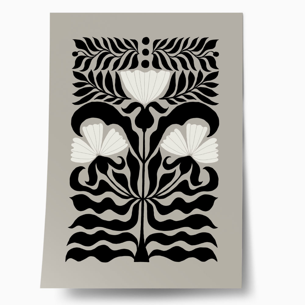 Πόστερ BLACK AND WHITE FLORAL 4