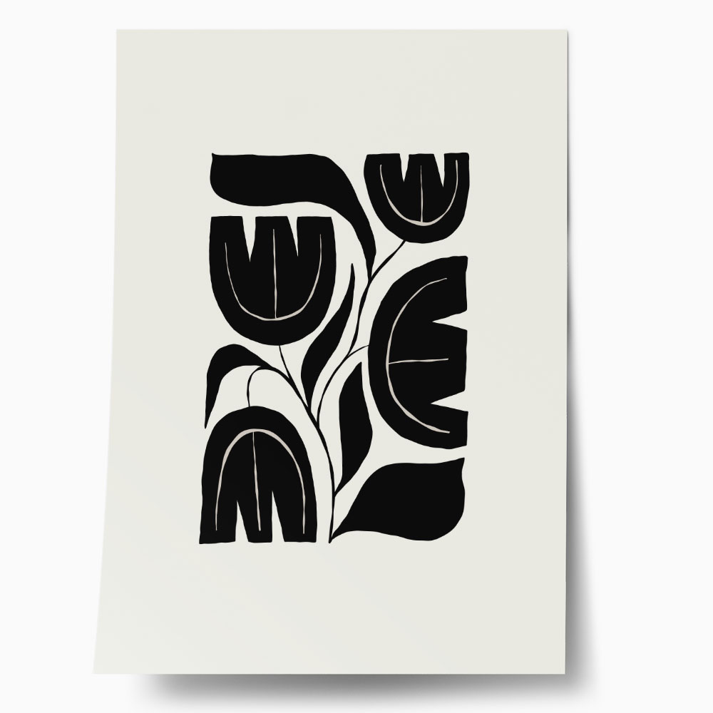 Πόστερ BLACK AND WHITE FLORAL 5