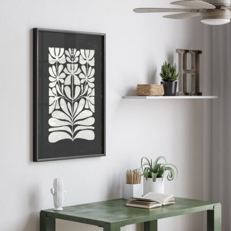 Πόστερ BLACK AND WHITE FLORAL 6 - Abstract - Αφηρημένα