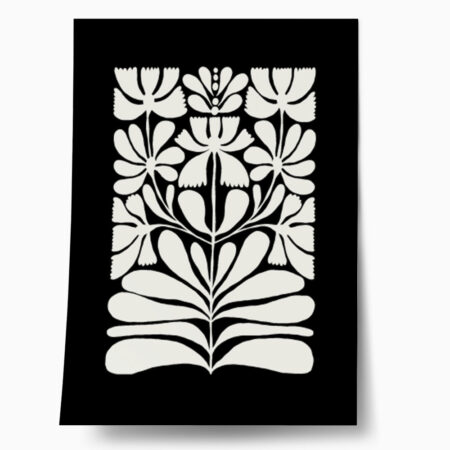 Πόστερ BLACK AND WHITE FLORAL 6 - Abstract - Αφηρημένα Sticky 1