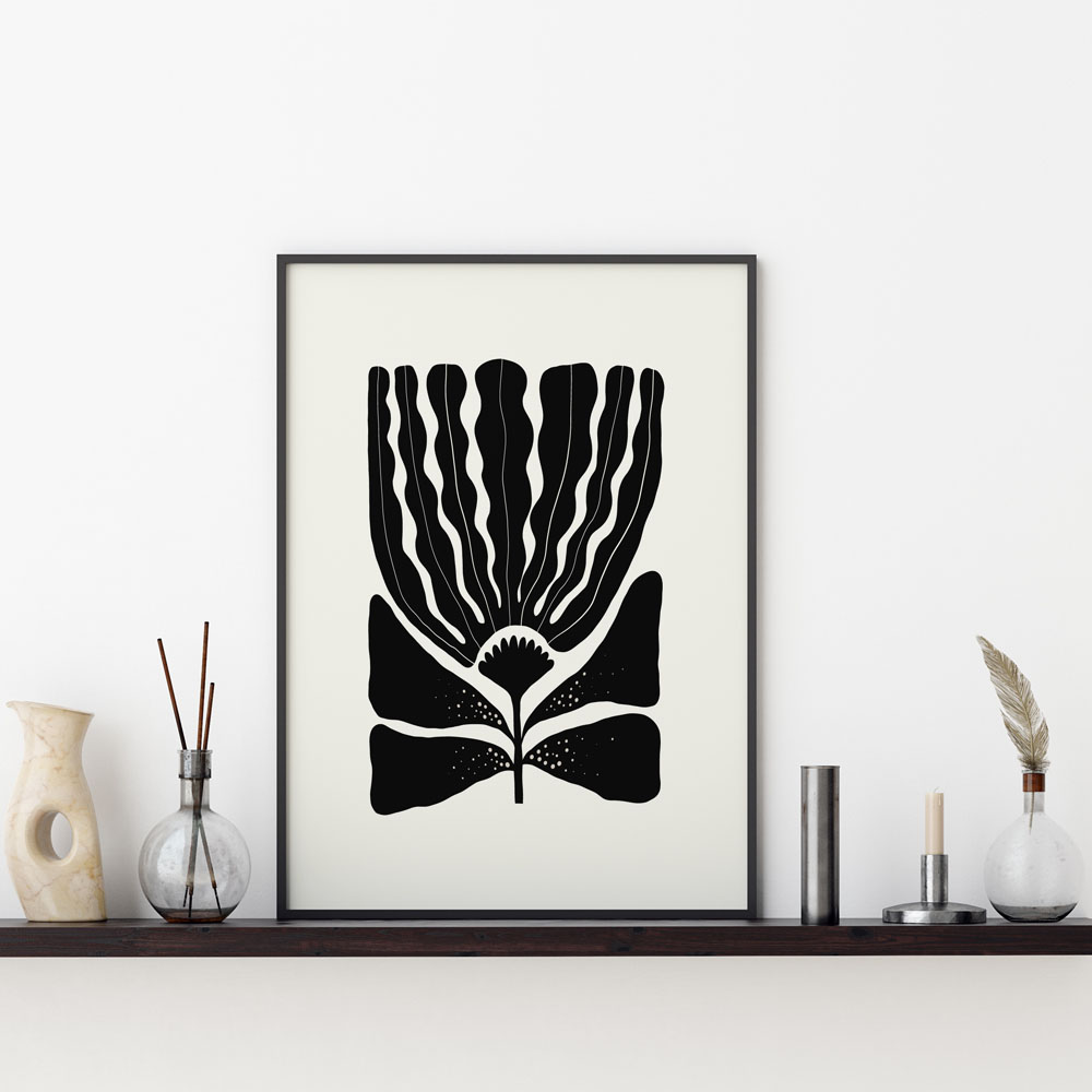 Πόστερ BLACK AND WHITE FLORAL 9