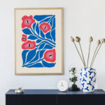 Πόστερ BLUE AND PINK ABSTRACT FLORAL 3