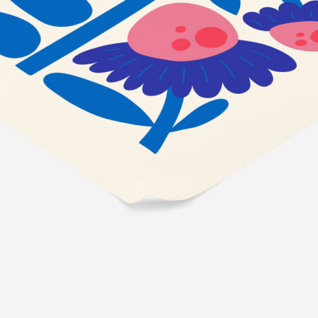 Πόστερ BLUE AND PINK ABSTRACT FLORAL - Botanical - Λουλούδια Sticky 2