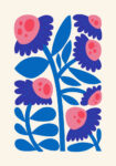 Πόστερ BLUE AND PINK ABSTRACT FLORAL