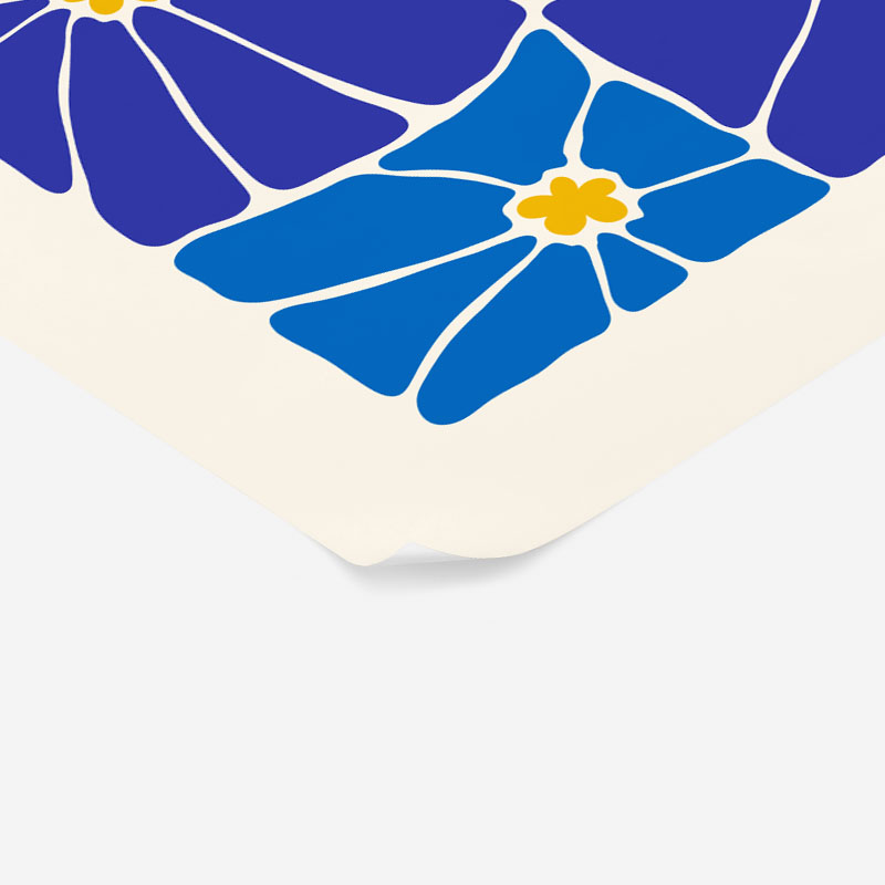Πόστερ BLUE AND YELLOW ABSTRACT FLORAL