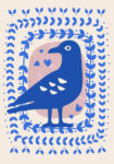 Πόστερ BLUE BIRD WITH LEAVES ILLUSTRATION