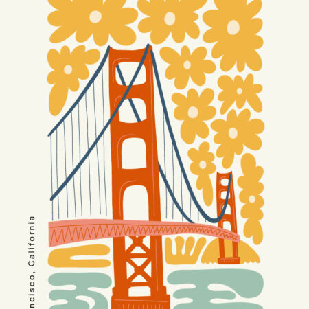 Πόστερ FLORAL TRAVEL GOLDEN GATE - Πολεις - Χαρτες Sticky 3