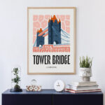 Πόστερ FLORAL TRAVEL LONDON TOWER BRIDGE