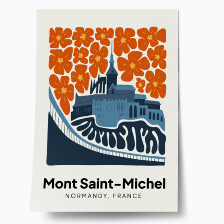 Πόστερ FLORAL TRAVEL MONT SAINT-MICHEL FRANCE - Πολεις - Χαρτες Sticky 1