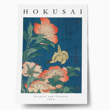 Πόστερ HOKUSAI - PEONIES AND CANARY - Διασημοι Ζωγραφοι Sticky 1