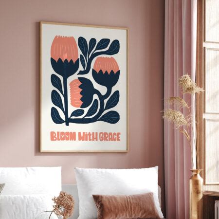 Πόστερ MATISSE STYLE FLORAL BLOOM WITH GRACE - Φρασεις - Κείμενο