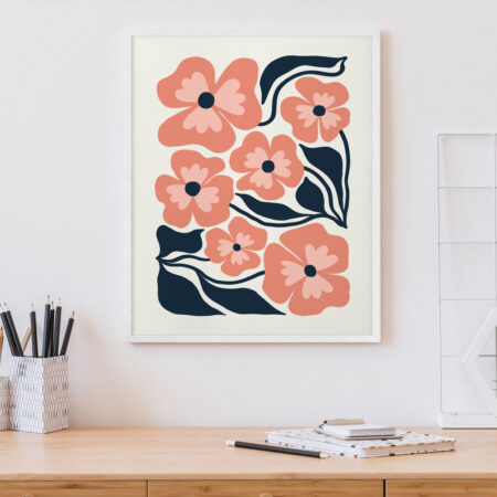 Πόστερ MATISSE STYLE FLORAL PINK AND BLUE - Botanical - Λουλούδια