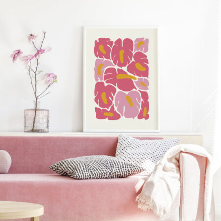 Πόστερ MATISSE STYLE PINK TROPICAL FLOWERS - Botanical - Λουλούδια