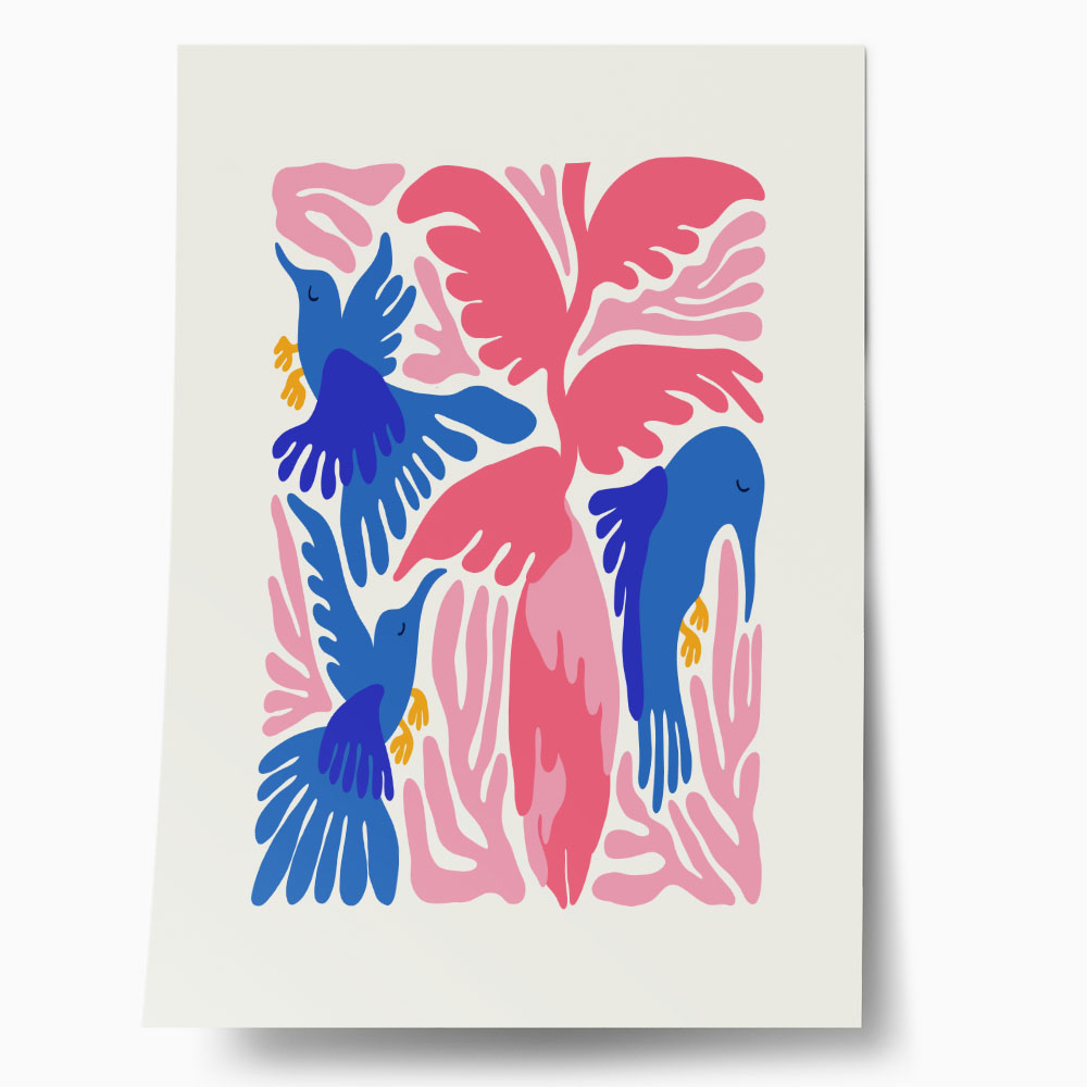 Πόστερ MATISSE STYLE TROPICAL BIRDS AND PLANTS
