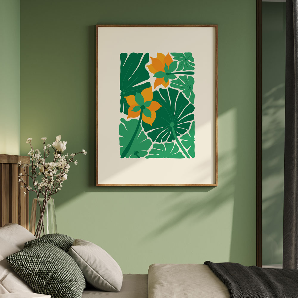 Πόστερ MATISSE STYLE TROPICAL ORANGE AND GREEN FLOWERS 2