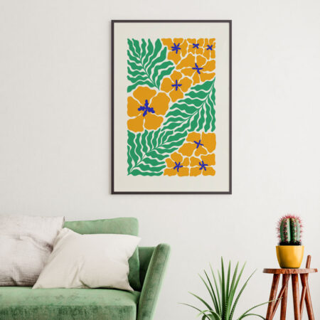 Πόστερ MATISSE STYLE TROPICAL ORANGE AND GREEN FLOWERS - Abstract - Αφηρημένα