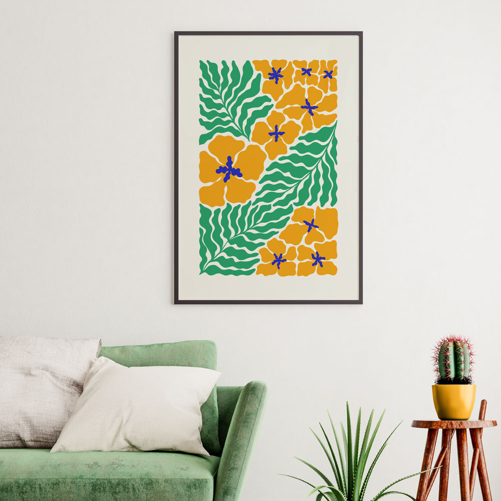 Πόστερ MATISSE STYLE TROPICAL ORANGE AND GREEN FLOWERS