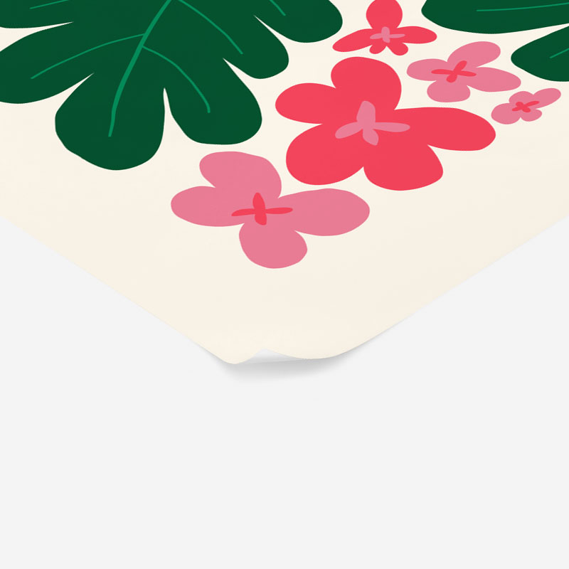 Πόστερ PINK AND GREEN ABSTRACT FLORAL 2