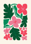 Πόστερ PINK AND GREEN ABSTRACT FLORAL 2
