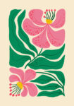 Πόστερ PINK AND GREEN ABSTRACT FLORAL