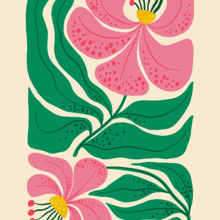 Πόστερ PINK AND GREEN ABSTRACT FLORAL - Botanical - Λουλούδια Sticky 3