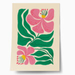 Πόστερ PINK AND GREEN ABSTRACT FLORAL