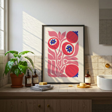 Πόστερ PINK AND RED ABSTRACT FLORAL - Botanical - Λουλούδια