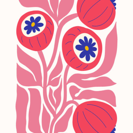 Πόστερ PINK AND RED ABSTRACT FLORAL - Botanical - Λουλούδια Sticky 3