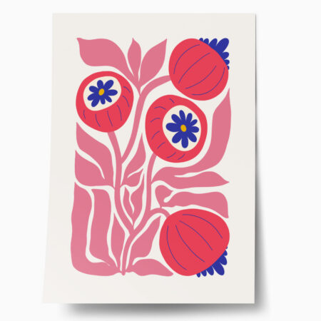 Πόστερ PINK AND RED ABSTRACT FLORAL - Botanical - Λουλούδια Sticky 1