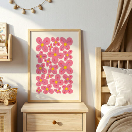 Πόστερ PINK AND YELLOW ABSTRACT FLORAL - Botanical - Λουλούδια