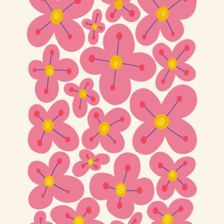 Πόστερ PINK AND YELLOW ABSTRACT FLORAL - Botanical - Λουλούδια Sticky 3