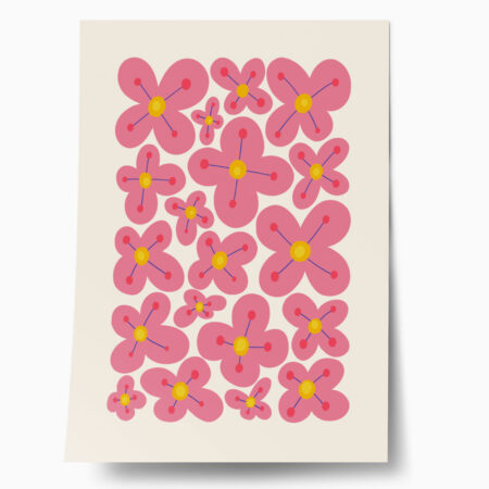 Πόστερ PINK AND YELLOW ABSTRACT FLORAL - Botanical - Λουλούδια Sticky 1