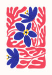 Πόστερ RED AND BLUE ABSTRACT FLORAL 2