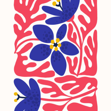 Πόστερ RED AND BLUE ABSTRACT FLORAL 2 - Botanical - Λουλούδια Sticky 3