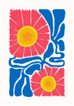 Πόστερ RED AND BLUE ABSTRACT FLORAL