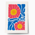 Πόστερ RED AND BLUE ABSTRACT FLORAL