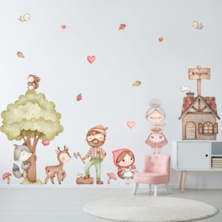Αυτοκόλλητο τοίχου WATERCOLOR LITTLE RED RIDING HOOD - Βρεφικα & Παιδικά