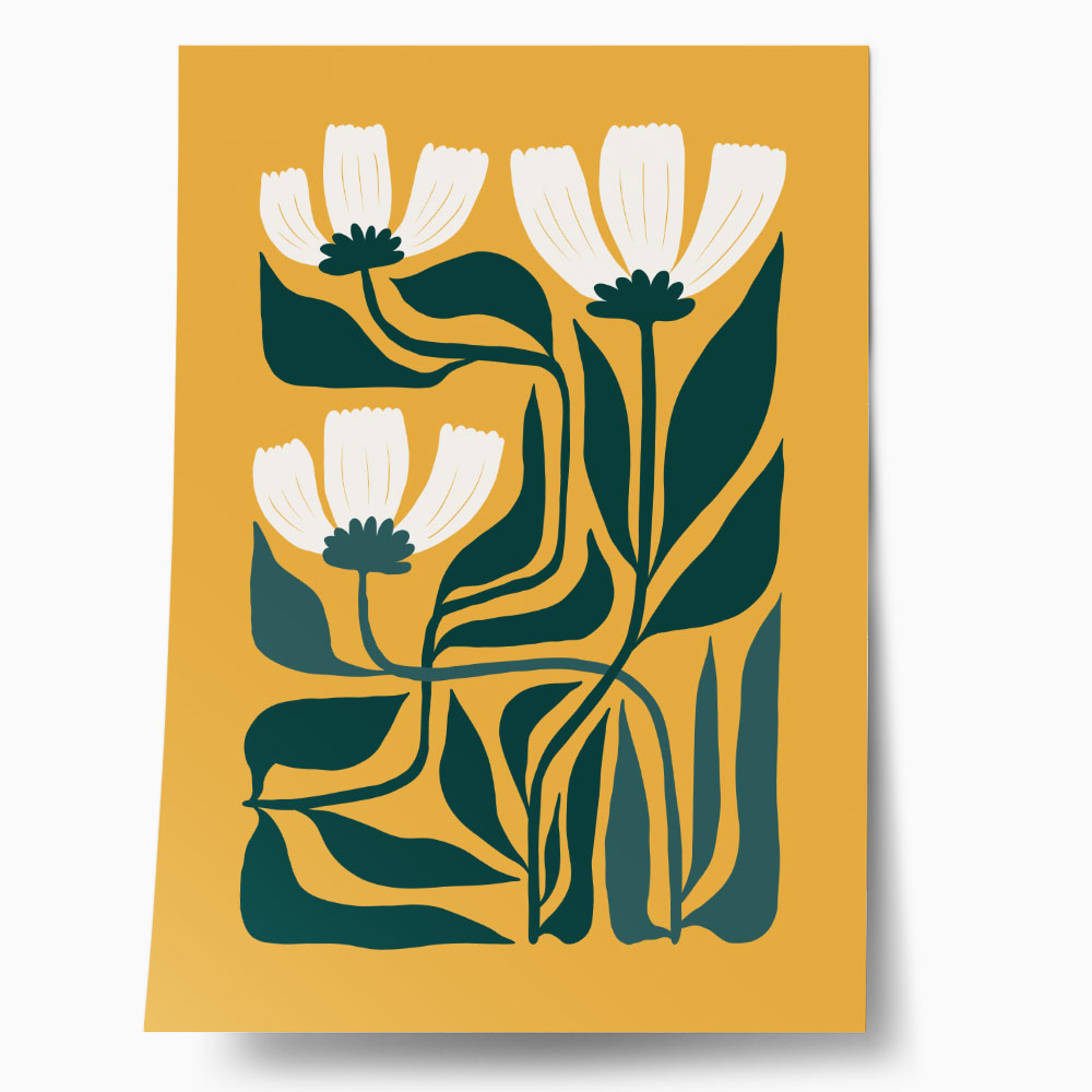 Πόστερ WHITE AND GREEN FLOWERS 2