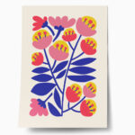 Πόστερ YELLOW PINK AND BLUE ABSTRACT FLORAL