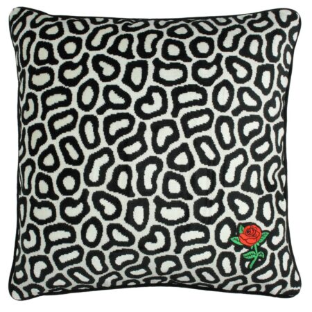 Μαξιλάρι Με Σχέδιο Τριαντάφυλλο Μαύρο Polyester 43x43cm - Διακοσμητικά Μαξιλάρια