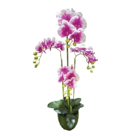ΦΥΤΟ ΟΡΧΙΔΕΑ ΔΙΧΡΩΜΗ ΜΩΒ/ΛΕΥΚΑ ΑΝΘΗ REAL TOUCH - Υ98cm - Τεχνητες Ορχιδεες